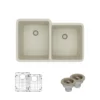 Rene 33" Composite Granite Kitchen Sink, 55/45 Double Bowl, Concrete, R3-1001-CON-ST-CGS
