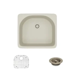 Rene 25" Composite Granite Kitchen Sink, Concrete, R3-2005-CON-ST-CGF