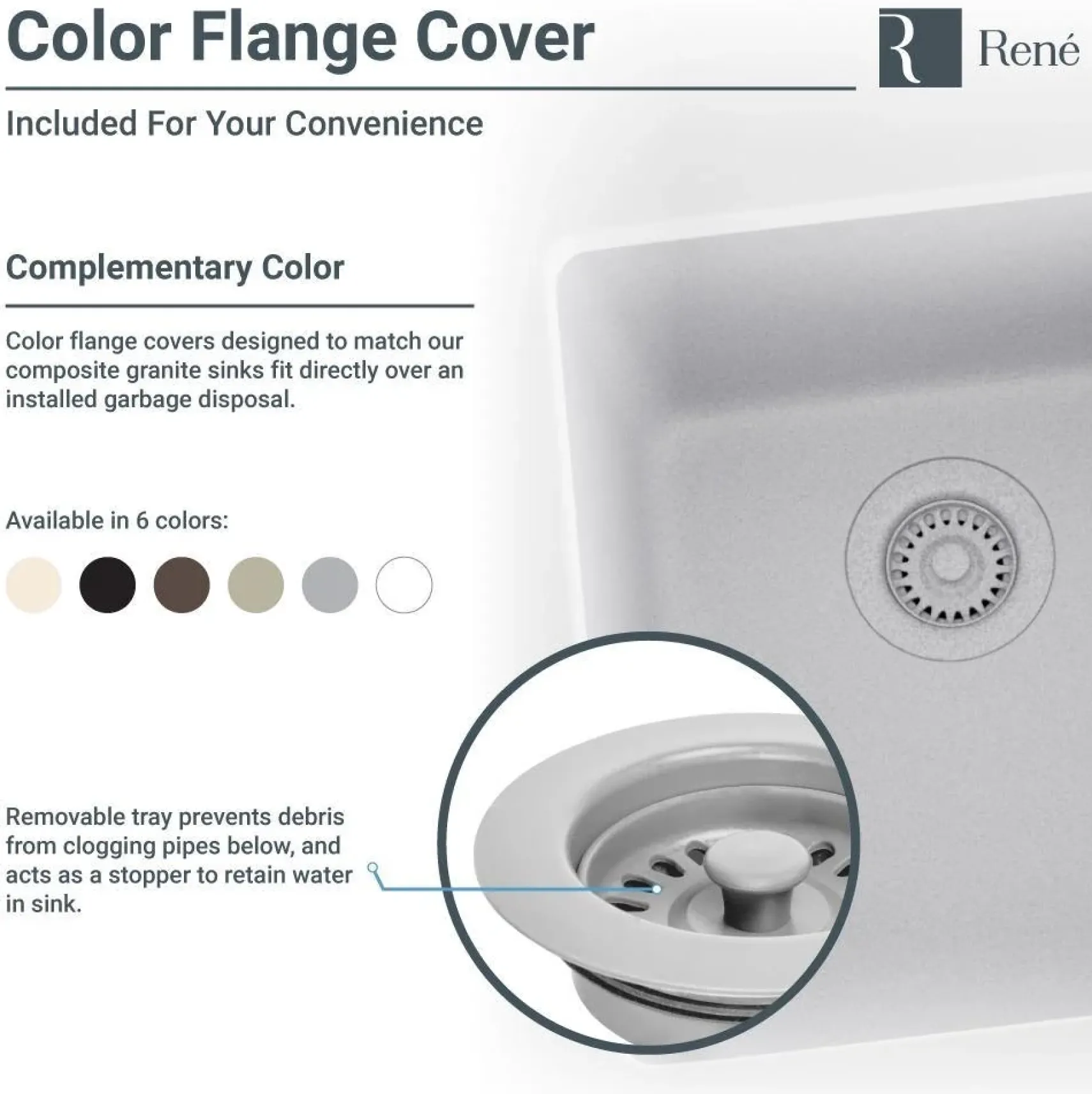 Rene 33" Composite Granite Kitchen Sink, Pewter, R3-1006-PWT-ST-CGF