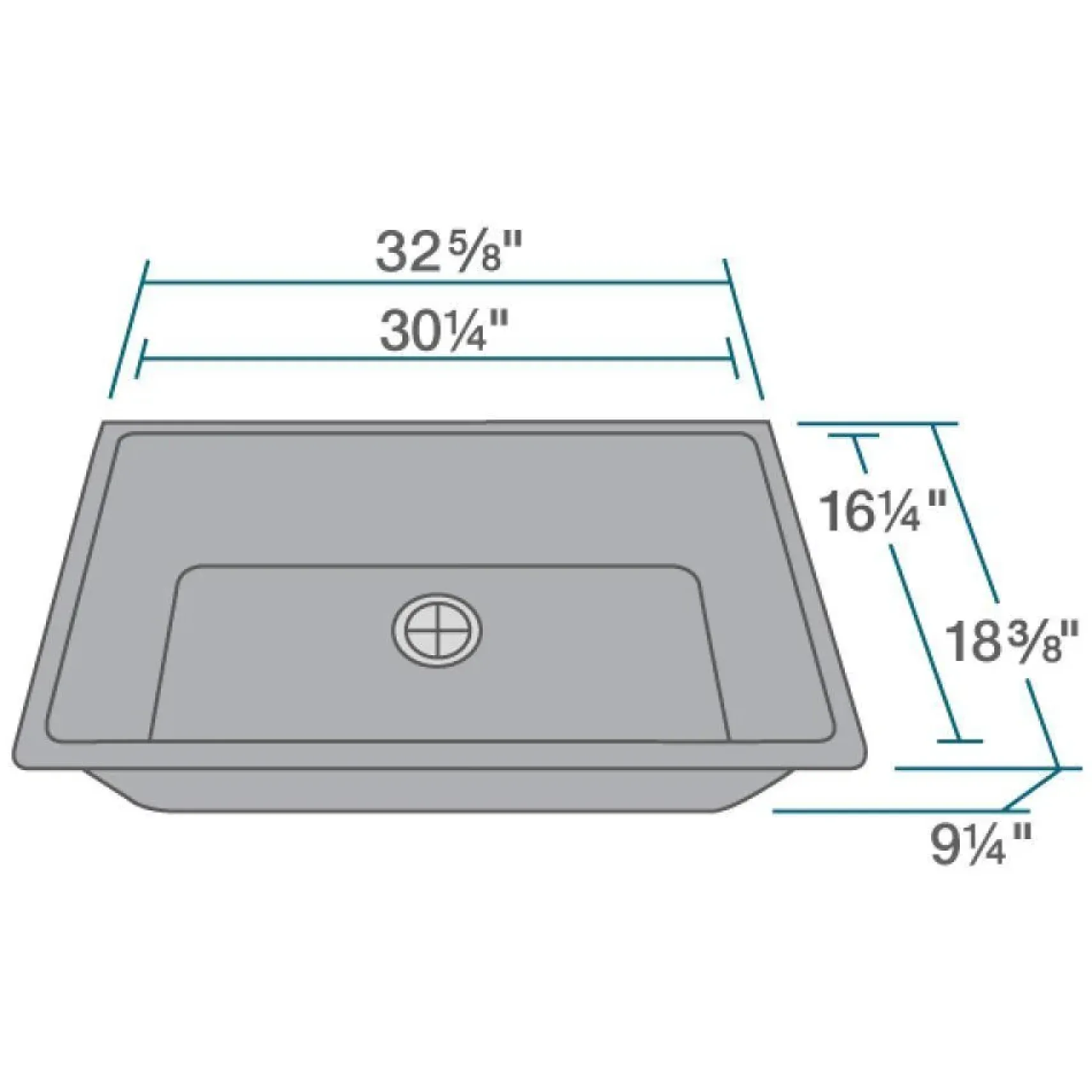 Rene 33" Composite Granite Kitchen Sink, Pewter, R3-1006-PWT-ST-CGF