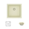 Rene 18" Composite Granite Kitchen Sink, Ecru, R3-1003-ECR-ST-CGF