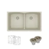 Rene 33" Composite Granite Kitchen Sink, 50/50 Double Bowl, Concrete, R3-1007-CON-ST-CGS