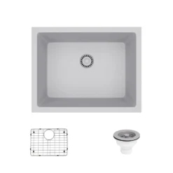 Rene 22" Composite Granite Kitchen Sink, Pewter, R3-1004-PWT-ST-CGS
