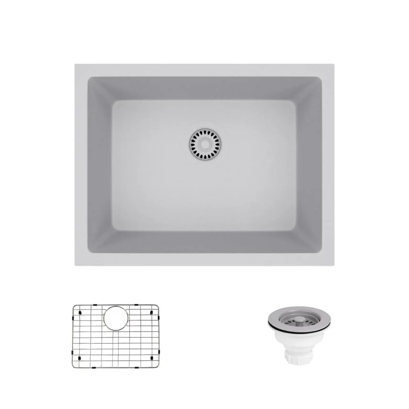 Rene 22" Composite Granite Kitchen Sink, Pewter, R3-1004-PWT-ST-CGS