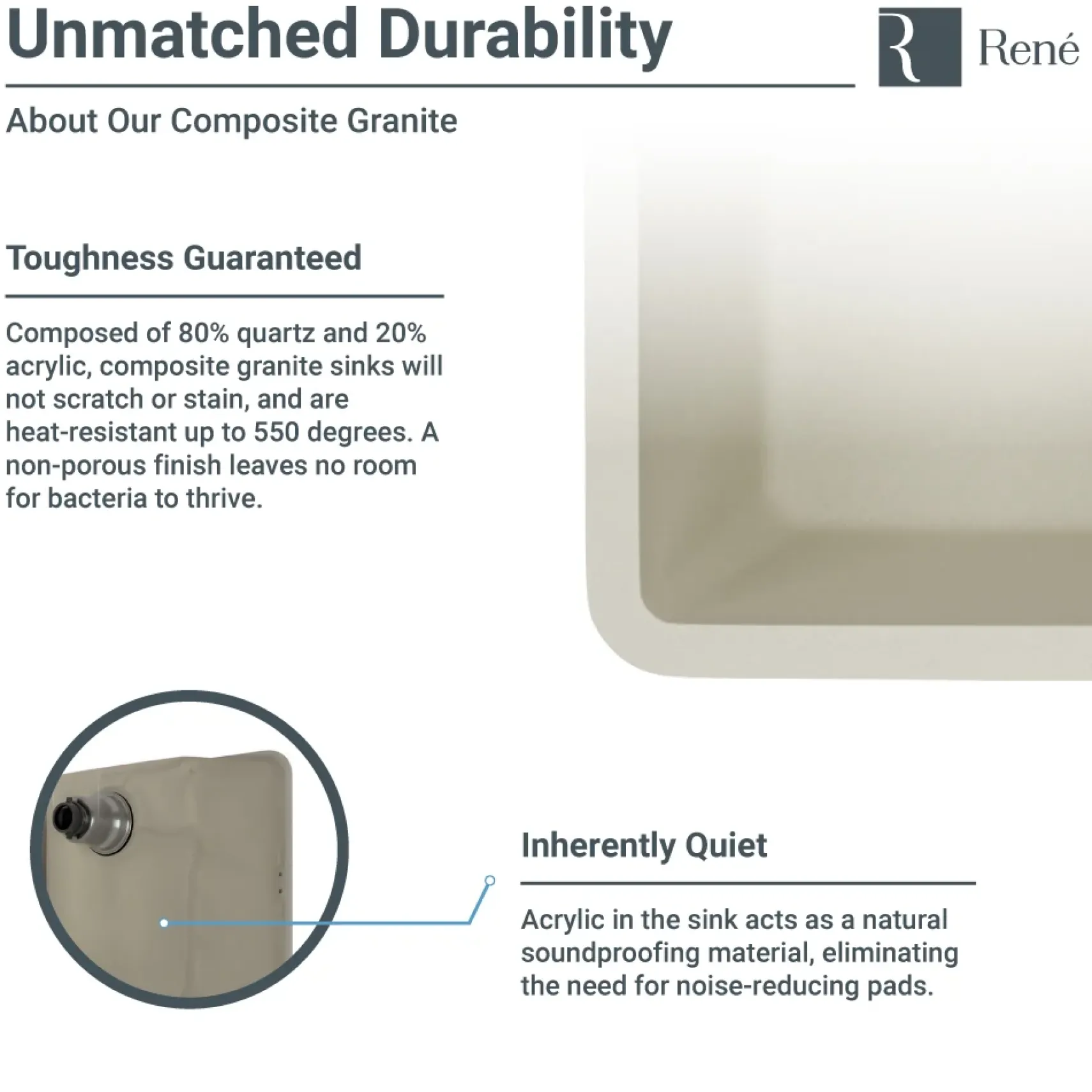 Rene 33" Composite Granite Kitchen Sink, 60/40 Double Bowl, Concrete, R3-2008-CON-ST-CGS