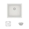 Rene 18" Composite Granite Kitchen Sink, Ivory, R3-1003-IVR-ST-CGF