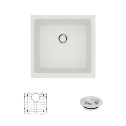 Rene 18" Composite Granite Kitchen Sink, Ivory, R3-1003-IVR-ST-CGF