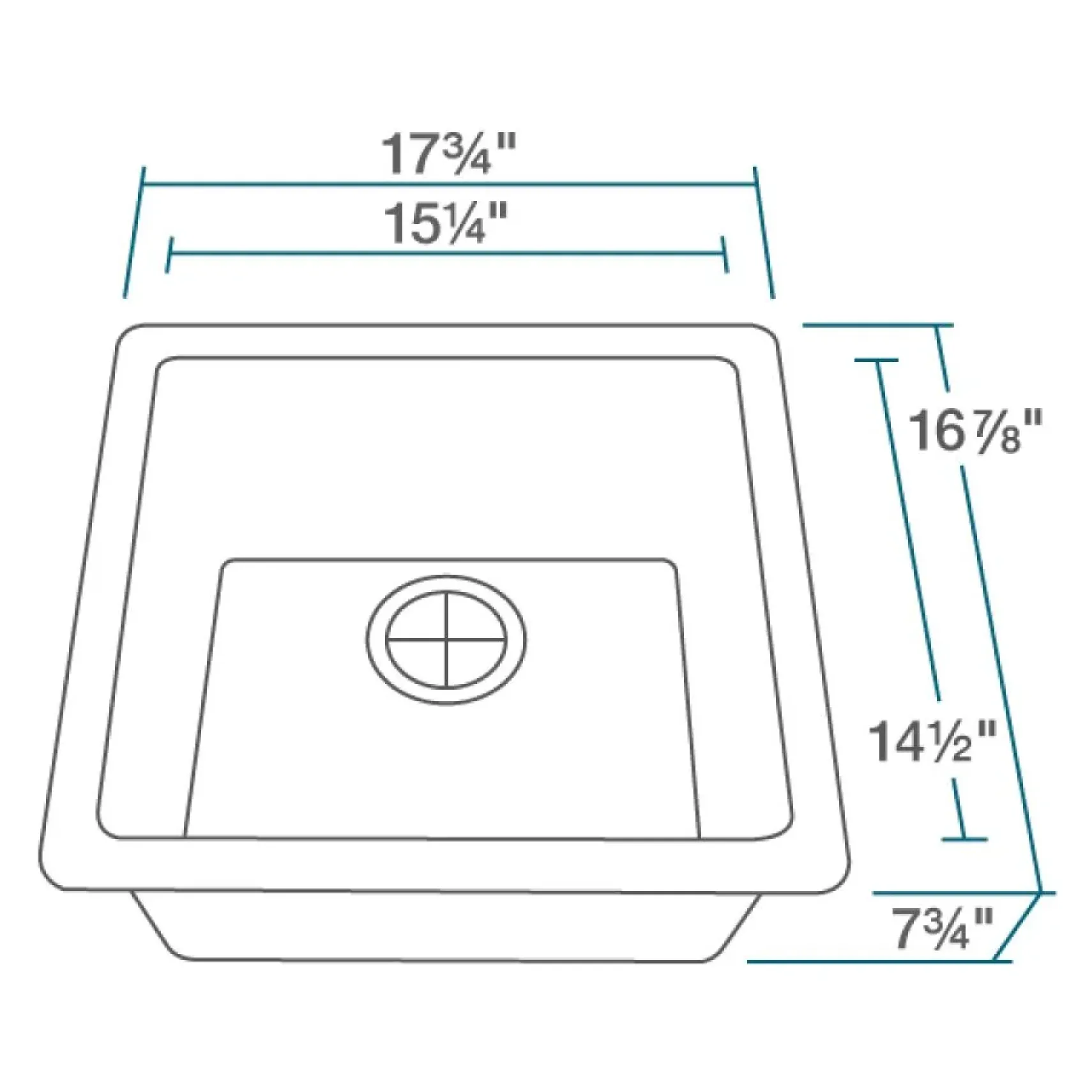 Rene 18" Composite Granite Kitchen Sink, Ivory, R3-1003-IVR-ST-CGF