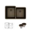 Rene 33" Composite Granite Kitchen Sink, 55/45 Double Bowl, Umber, R3-1001-UMB-ST-CGS