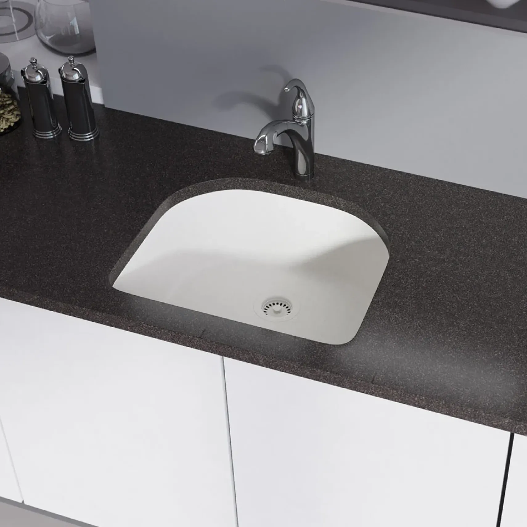 Rene 25" Composite Granite Kitchen Sink, Ivory, R3-1005-IVR-ST-CGF