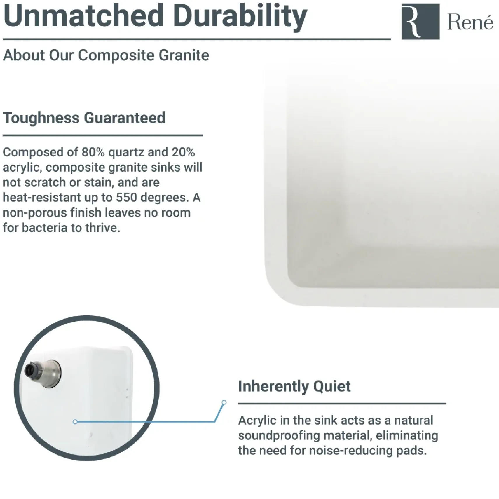 Rene 33" Composite Granite Kitchen Sink, 50/50 Double Bowl, Ivory, R3-1002-IVR-ST-CGS
