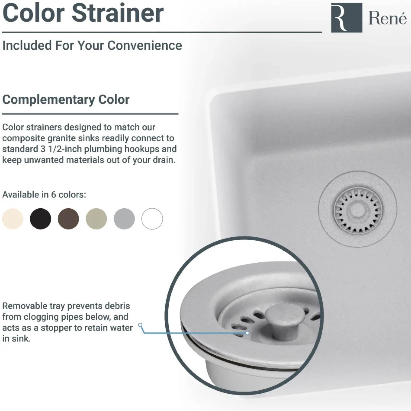 Rene 33" Composite Granite Kitchen Sink, 50/50 Double Bowl, Ivory, R3-1002-IVR-ST-CGS