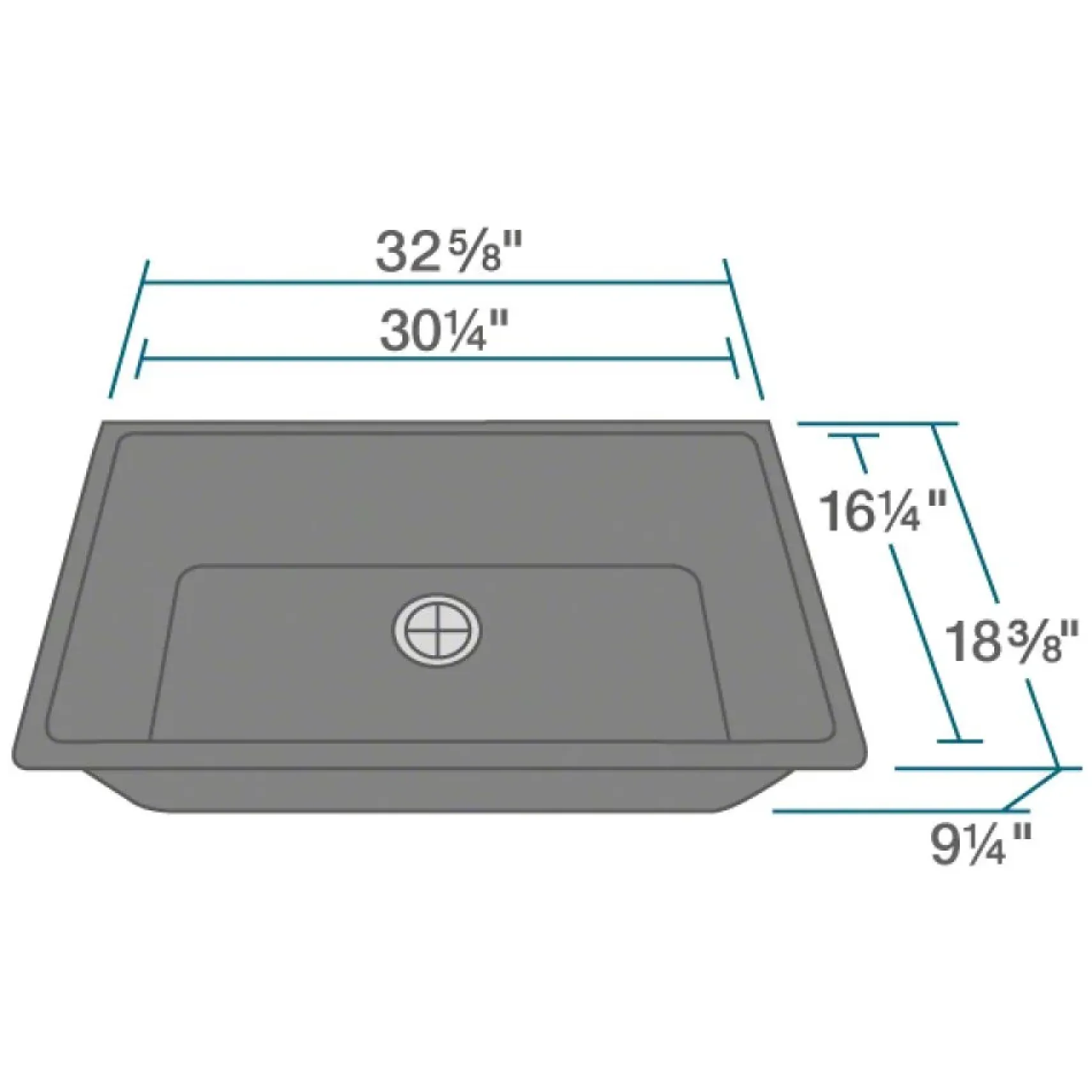Rene 33" Composite Granite Kitchen Sink, Carbon, R3-1006-CAR-ST-CGF
