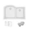 Rene 33" Composite Granite Kitchen Sink, 60/40 Double Bowl, Ivory, R3-1008-IVR-ST-CGS