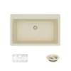 Rene 33" Composite Granite Kitchen Sink, Ecru, R3-2006-ECR-ST-CGF