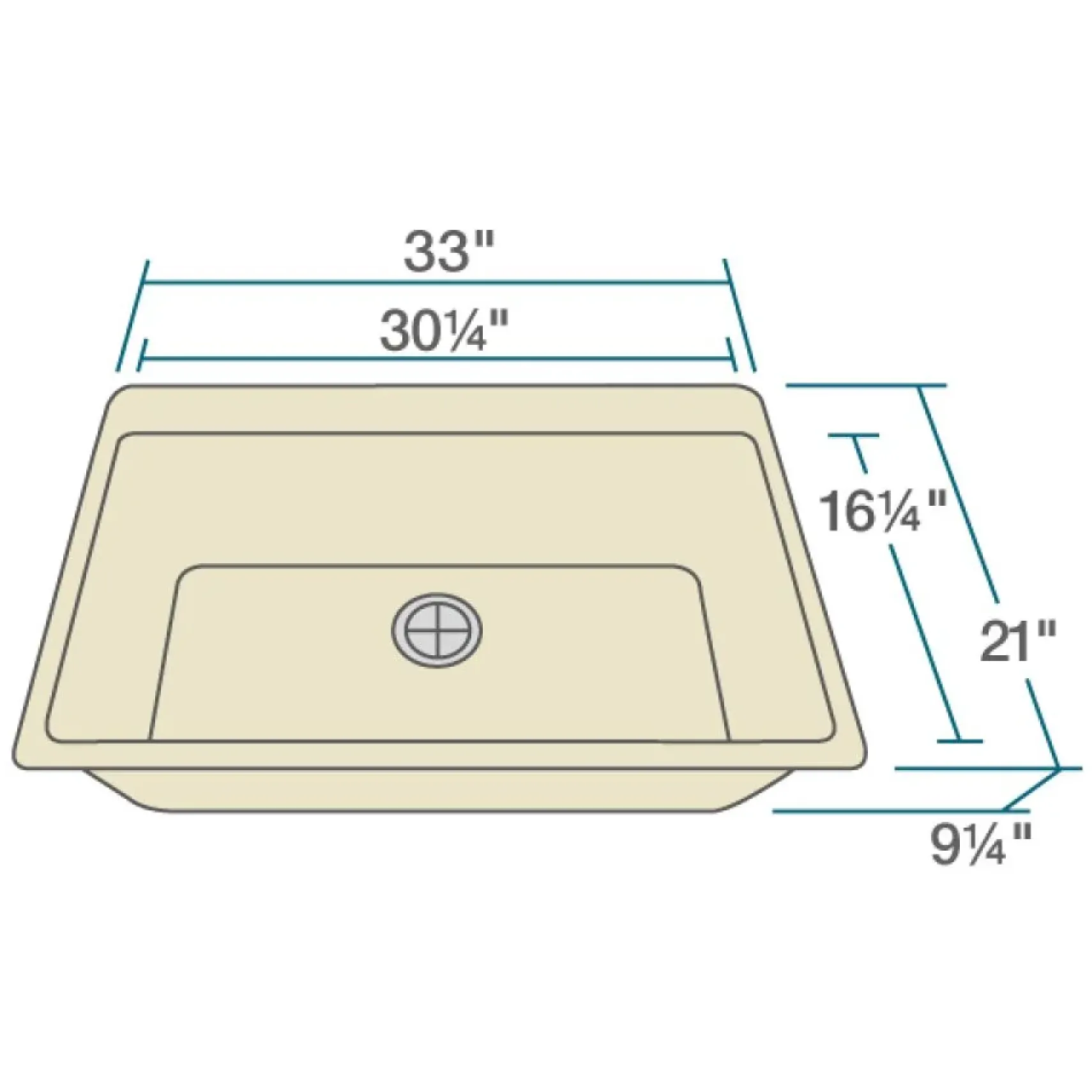 Rene 33" Composite Granite Kitchen Sink, Ecru, R3-2006-ECR-ST-CGF