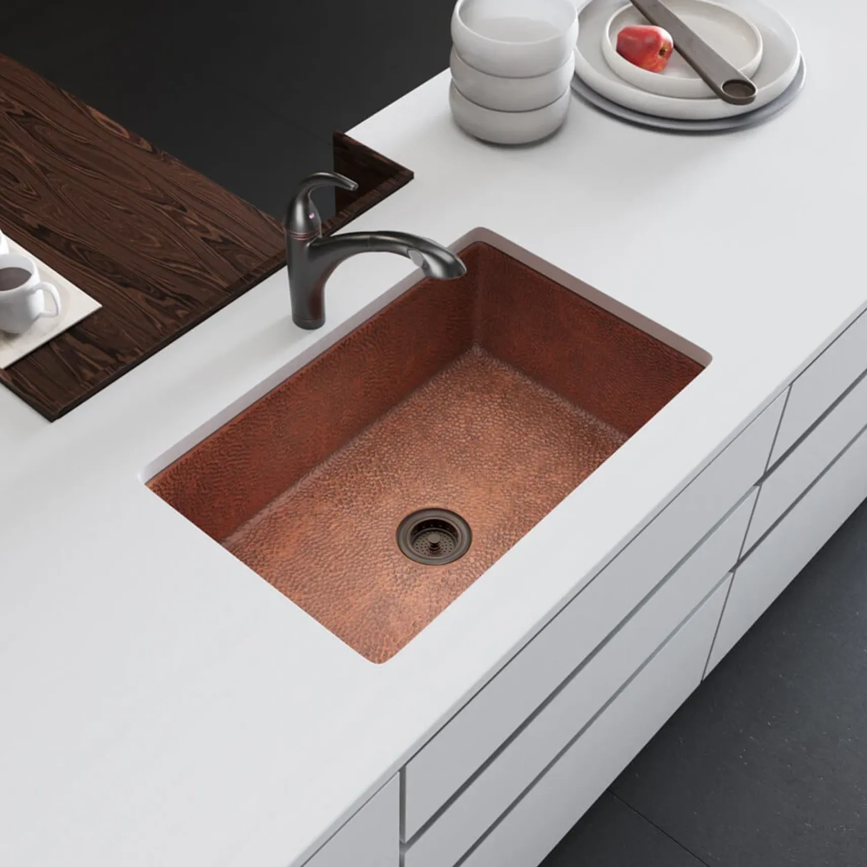 Rene 33" Copper Kitchen Sink, R4-1003-ST-C