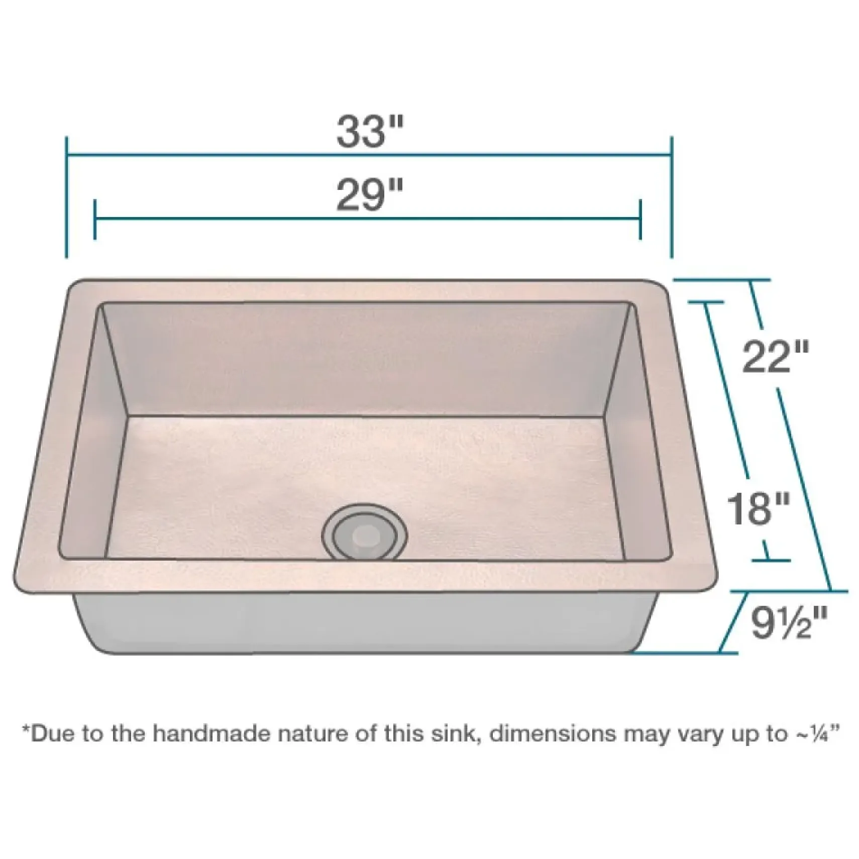 Rene 33" Copper Kitchen Sink, R4-1003-ST-C