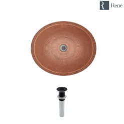 Rene 19" Oval Copper Bathroom Sink, R4-4002-GD-ABR