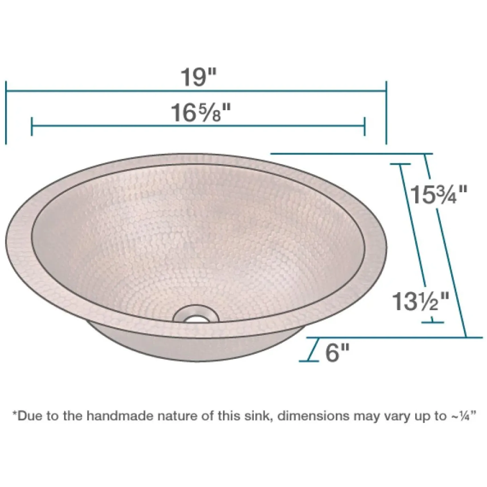 Rene 19" Oval Copper Bathroom Sink, R4-4002-GD-ABR