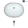 Rene 22" Oval Porcelain Bathroom Sink, White, R2-1005-W-PUD-ABR