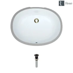 Rene 22" Oval Porcelain Bathroom Sink, White, R2-1005-W-PUD-ABR