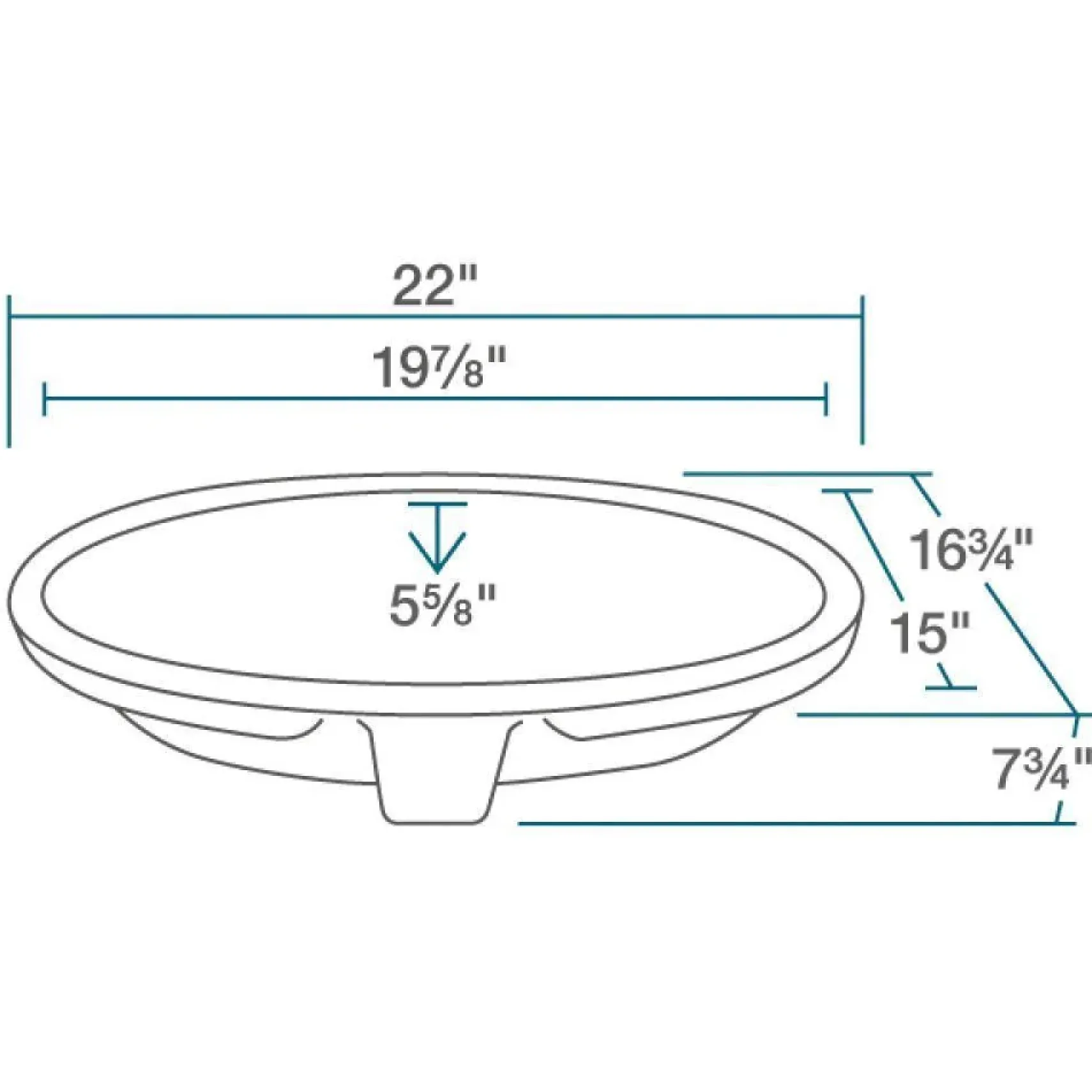 Rene 22" Oval Porcelain Bathroom Sink, White, R2-1005-W-PUD-ABR