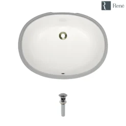 Rene 22" Oval Porcelain Bathroom Sink, Biscuit, R2-1005-B-PUD-C