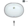 Rene 22" Oval Porcelain Bathroom Sink, White, R2-1005-W-PUD-C