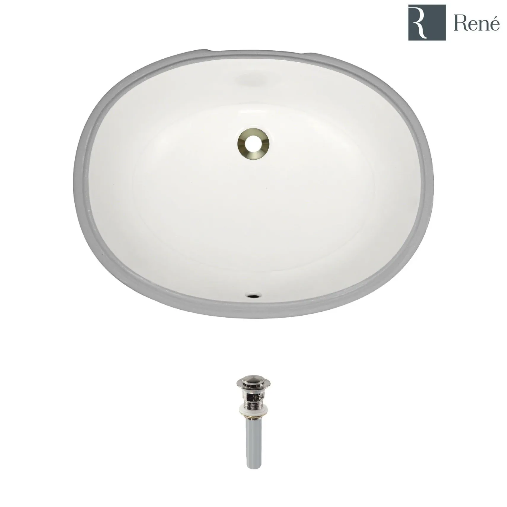 Rene 22" Oval Porcelain Bathroom Sink, Biscuit, R2-1005-B-PUD-BN