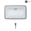 Rene 22" Rectangle Porcelain Bathroom Sink, White, R2-1001-W-PUD-C