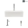Rene 19" Rectangle Porcelain Bathroom Sink, Biscuit, with Faucet, R2-5007-B-R9-7001-C