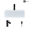 Rene 21" Rectangle Porcelain Bathroom Sink, White, with Faucet, R2-5018-W-R9-7008-ABR