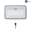Rene 22" Rectangle Porcelain Bathroom Sink, White, R2-1001-W-PUD-ABR