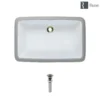 Rene 22" Rectangle Porcelain Bathroom Sink, White, R2-1001-W-PUD-BN