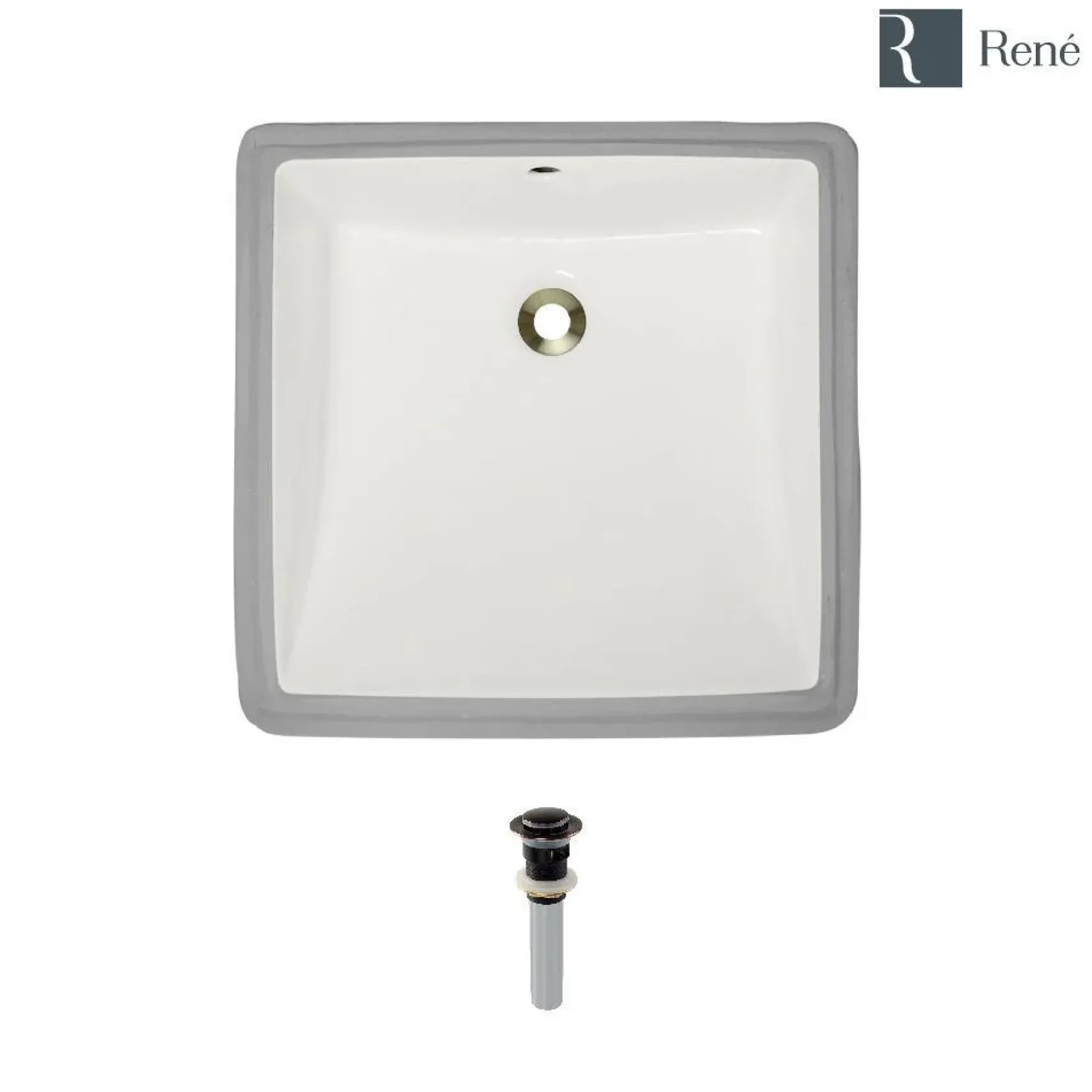 Rene 17" Rectangle Porcelain Bathroom Sink, Biscuit, R2-1003-B-PUD-ABR