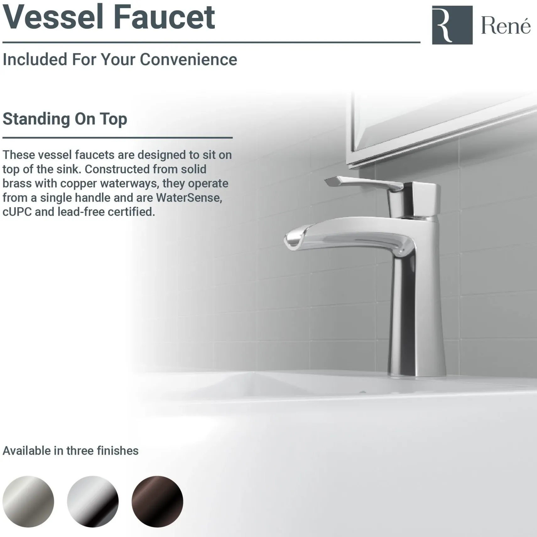 Rene 21" Rectangle Porcelain Bathroom Sink, Biscuit, with Faucet, R2-5018-B-R9-7008-ABR