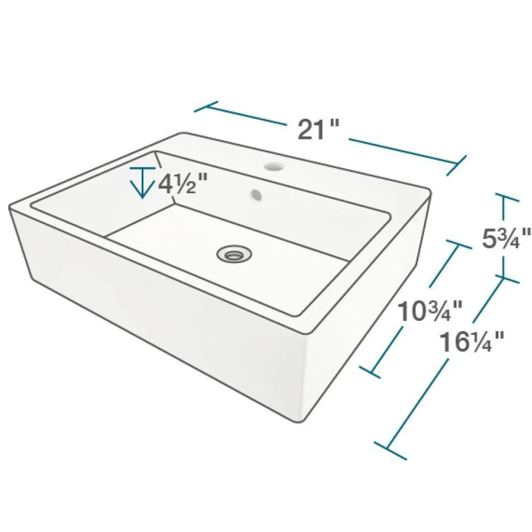Rene 21" Rectangle Porcelain Bathroom Sink, Biscuit, with Faucet, R2-5018-B-R9-7008-ABR
