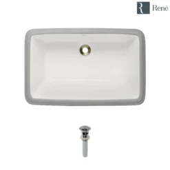 Rene 22" Rectangle Porcelain Bathroom Sink, Biscuit, R2-1001-B-PUD-C