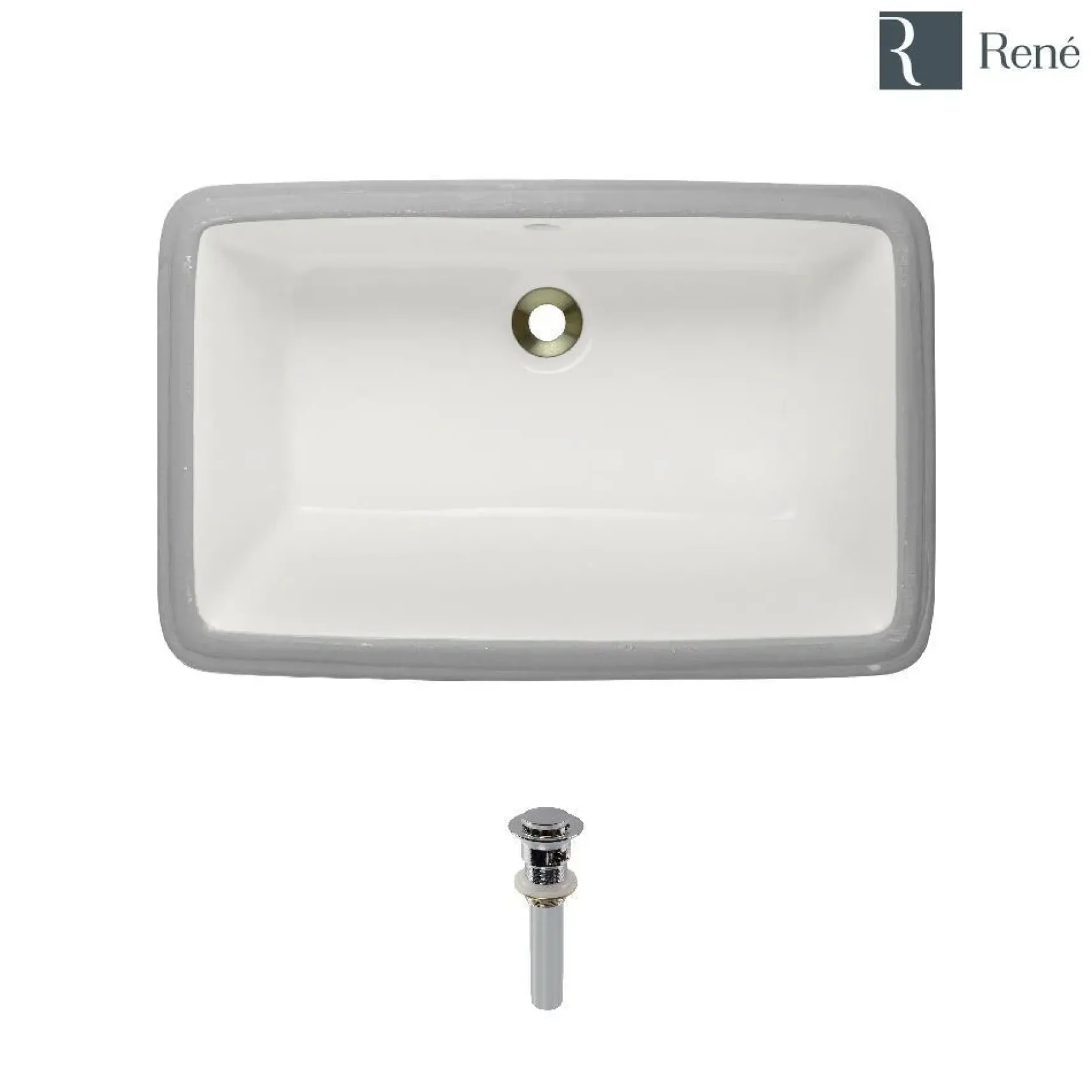 Rene 22" Rectangle Porcelain Bathroom Sink, Biscuit, R2-1001-B-PUD-C