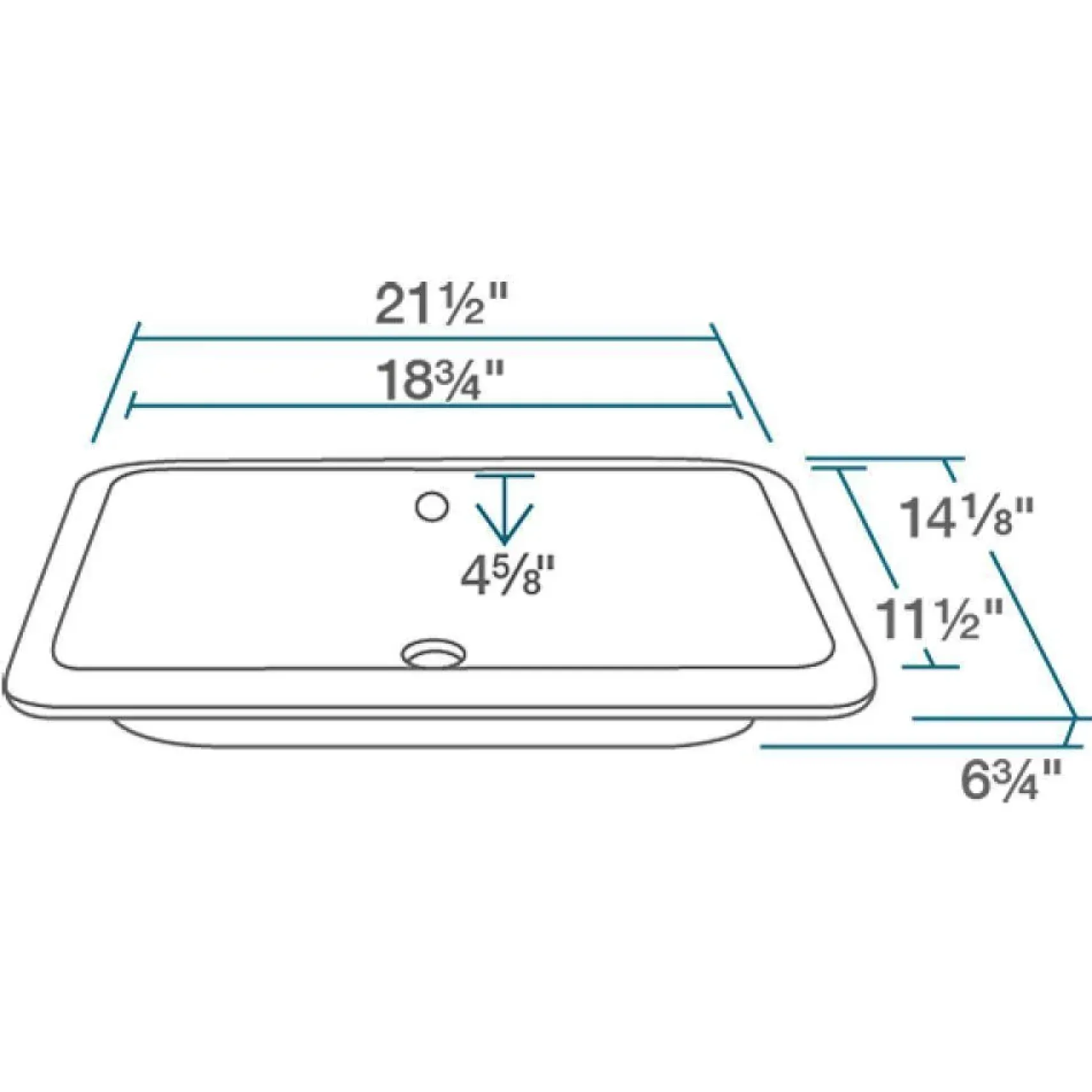 Rene 22" Rectangle Porcelain Bathroom Sink, Biscuit, R2-1001-B-PUD-C
