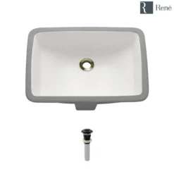 Rene 21" Rectangle Porcelain Bathroom Sink, Biscuit, R2-1002-B-PUD-ABR