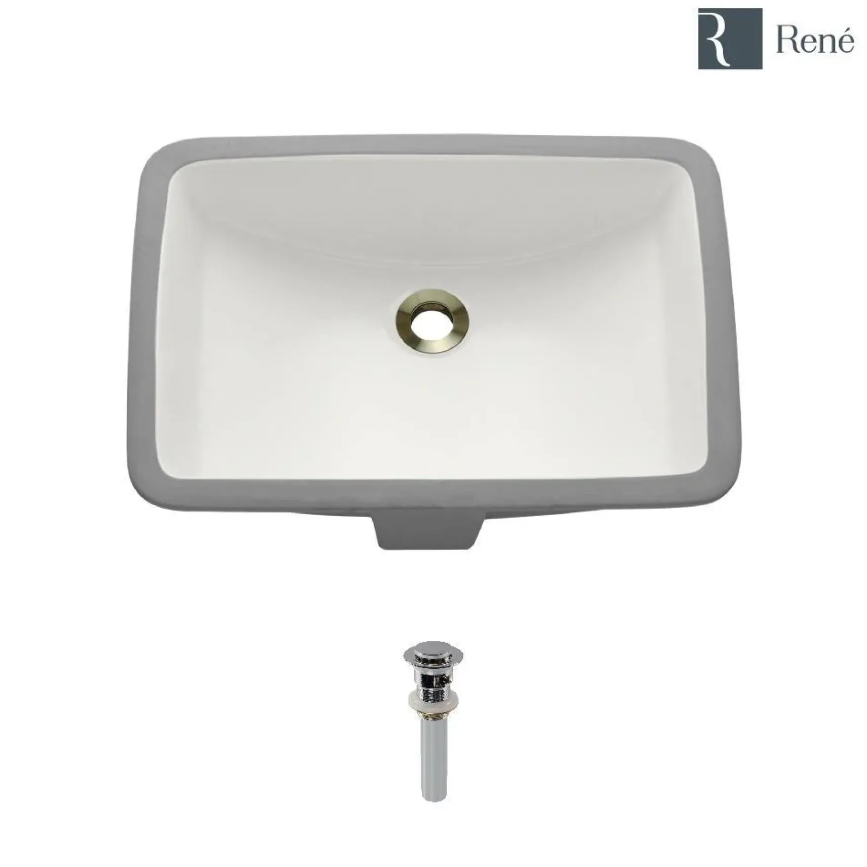 Rene 21" Rectangle Porcelain Bathroom Sink, Biscuit, R2-1002-B-PUD-C