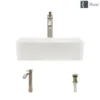 Rene 19" Rectangle Porcelain Bathroom Sink, Biscuit, with Faucet, R2-5007-B-R9-7006-BN