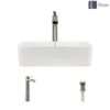 Rene 19" Rectangle Porcelain Bathroom Sink, Biscuit, with Faucet, R2-5007-B-R9-7007-BN
