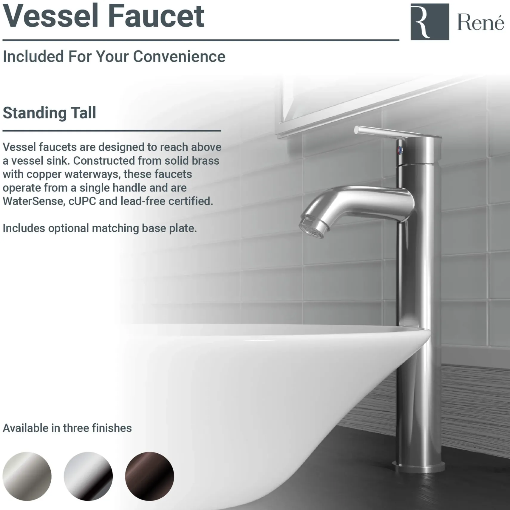 Rene 19" Rectangle Porcelain Bathroom Sink, White, with Faucet, R2-5007-W-R9-7001-ABR