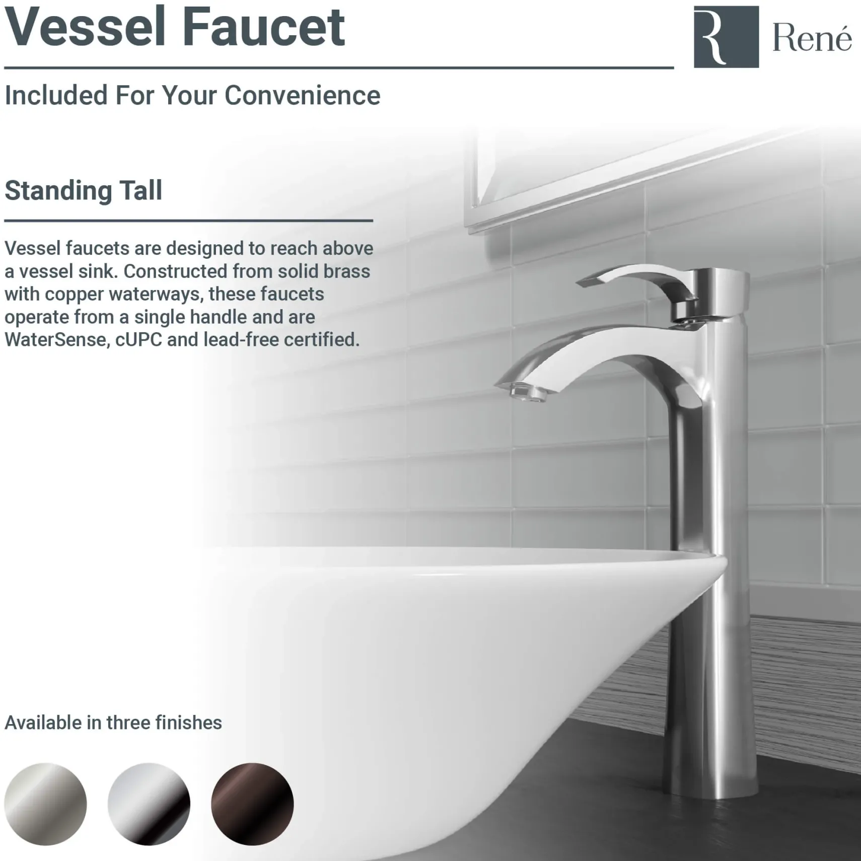 Rene 19" Rectangle Porcelain Bathroom Sink, White, with Faucet, R2-5007-W-R9-7006-ABR
