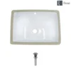 Rene 18" Rectangle Porcelain Bathroom Sink, White, R2-1007-W-PUD-C