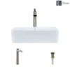 Rene 19" Rectangle Porcelain Bathroom Sink, White, with Faucet, R2-5007-W-R9-7007-BN
