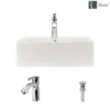 Rene 21" Rectangle Porcelain Bathroom Sink, Biscuit, with Faucet, R2-5018-B-R9-7005-C